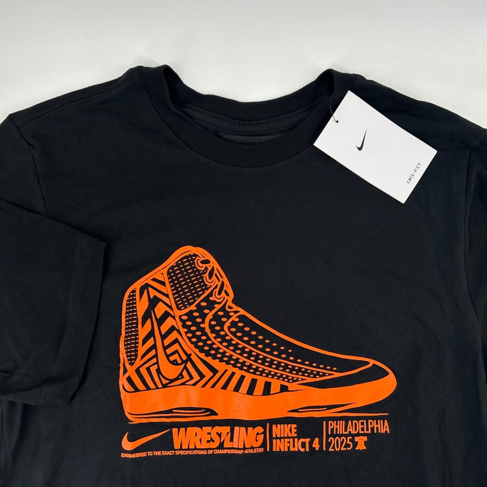 Nike Wrestling T-Shirt Mens Small Black Inflict 4 Philadelphia 2025 New NWT